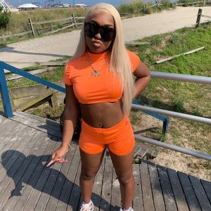 Orange *TRENDY* 2 piece short set
